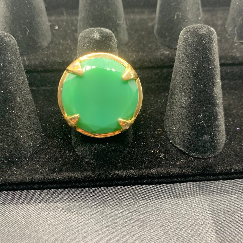 Melinda Maria Large Green Stone Circle Ring